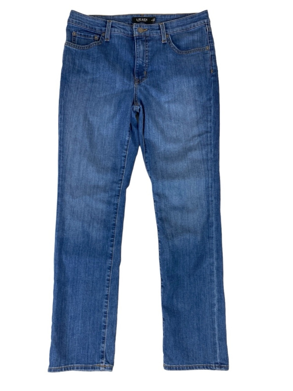 Lauren Ralph Lauren Jeans Super Stretch Straight Leg Women's 10 Ocean Blue Wash